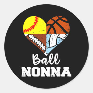 Ll Nonna Footll Softll Sketll Volleyll Nonna Classic Round Sticker