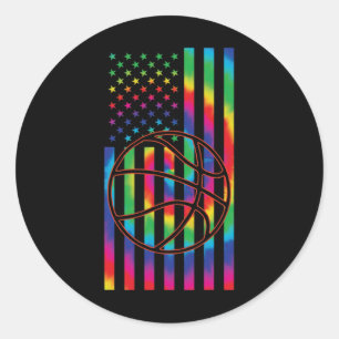 Ll Of Sketll Tie Dye American Flag Sketll Sport Fo Classic Round Sticker