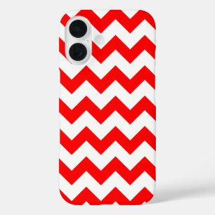 ll Over Chevron Print White and Red Zig Zags iPhone 16 Case