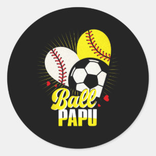 Ll Papu Sell Softll Soccer Funny Cute Xmas Classic Round Sticker