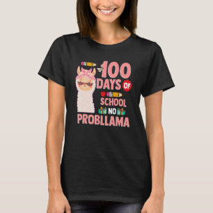 Llama 100 Days of School Gift No Probllama Teacher T-Shirt