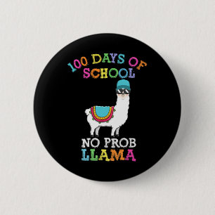 Llama 100 Days Of School Teacher 6 Cm Round Badge