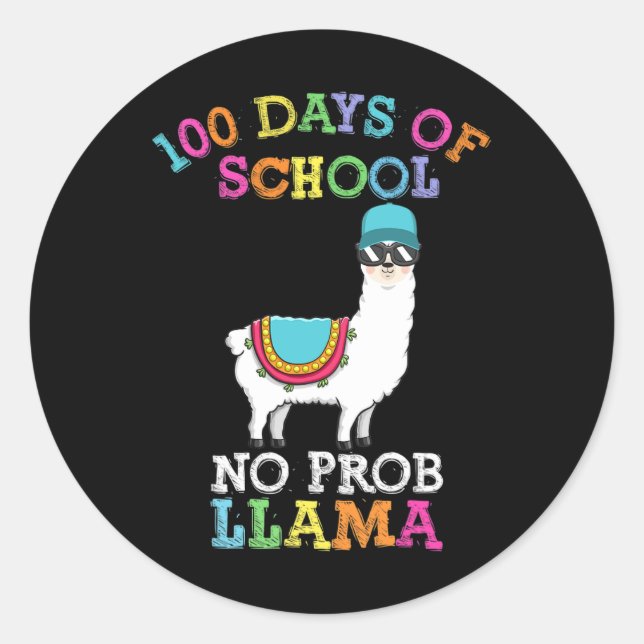 Llama 100 Days Of School Teacher  Classic Round Sticker (Front)