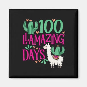 Llama 100 Llamazing Days Of School - Cute Girls An Magnet