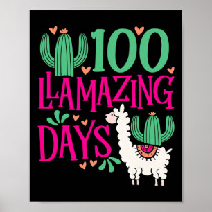 Llama 100 Llamazing Days Of School - Cute Girls An Poster