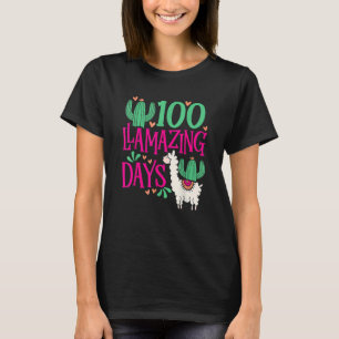 Llama 100 Llamazing Days Of School Cute Girls And  T-Shirt