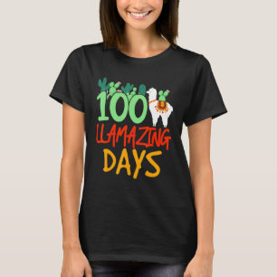 Llama 100 Llamazing Days of School Cute Girls and T-Shirt