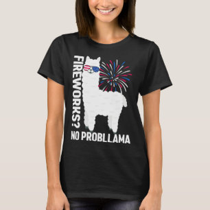 Llama 4th of July Kids Women Fireworks No Probllam T-Shirt
