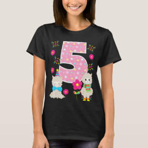 Llama 5th Birthday 5 Year Old Cute Llama Party Tod T-Shirt