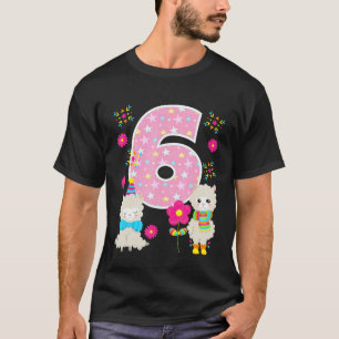 Llama 6th Birthday 6 Year Old Cute Llama Party Tod T-Shirt