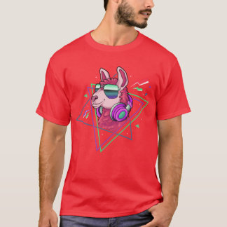 llama alpaca 80s retro costume party 90s party fun T-Shirt