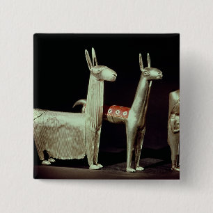 Llama, alpaca and woman 15 cm square badge