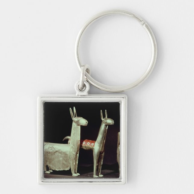 Llama, alpaca and woman key ring (Front)
