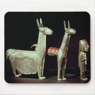 Llama, alpaca and woman mouse pad
