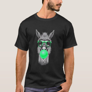 Llama Alpaca Andes Funny Fun Sunglasses Chewing Gu T-Shirt