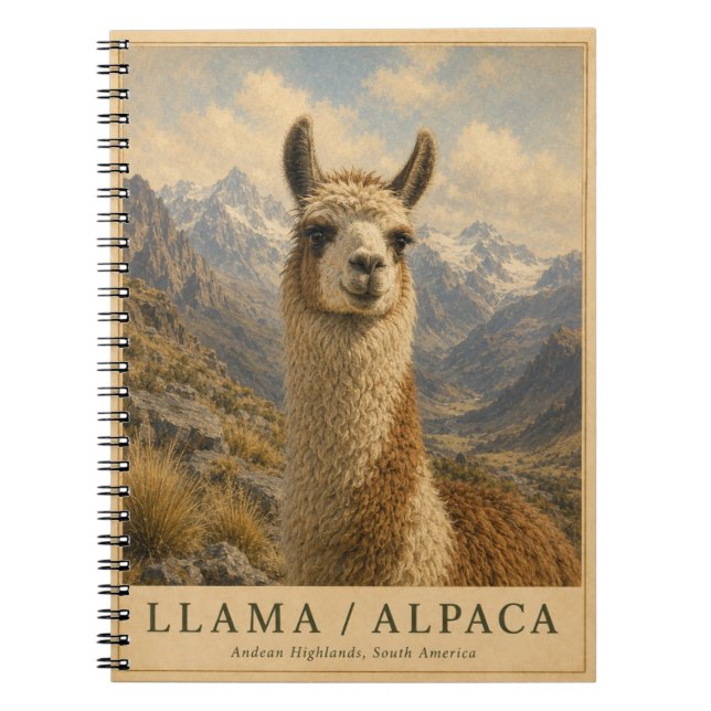 Llama Alpaca Andes VINTAGE Notebook (Front)