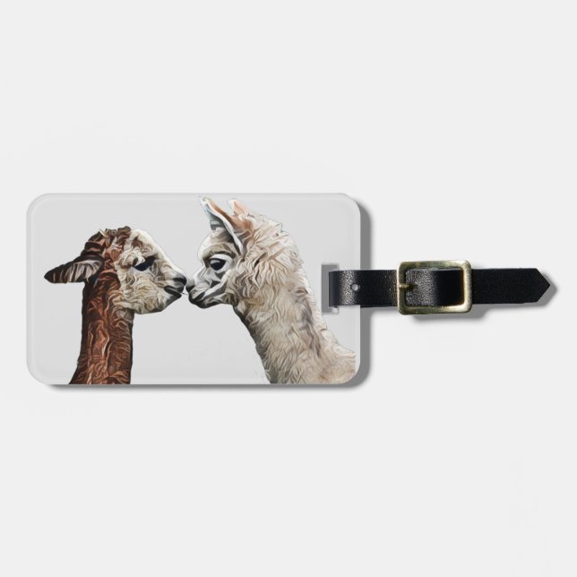 Llama Alpaca art cute add text Luggage Tag (Front Horizontal)