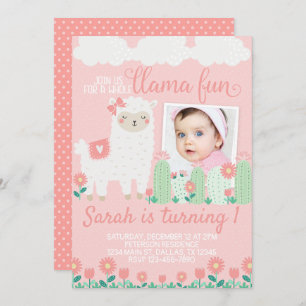 Llama Alpaca Birthday Party Invitation Invite