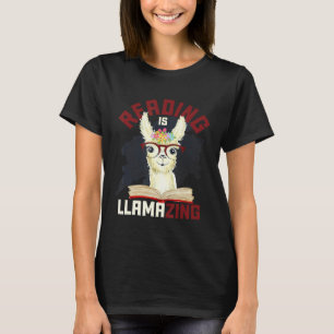 Llama Alpaca Book Nerd Librarian Book Reading T-Shirt