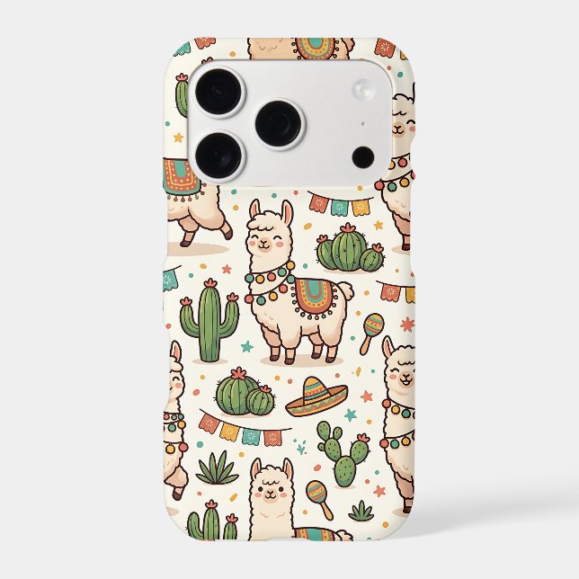 Llama & Alpaca Cactus Pattern iPhone 17 Case (Back)