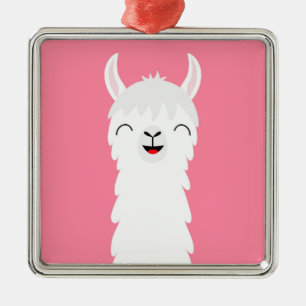 Llama alpaca face metal ornament
