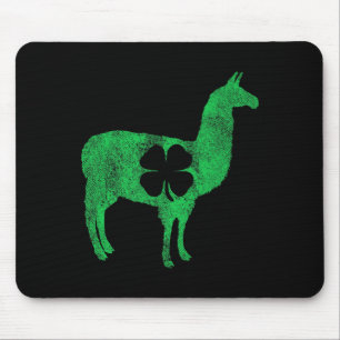 Llama Alpaca Gift St Patricks Day Shamrock Clove T Mouse Pad