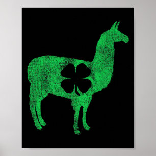 Llama Alpaca Gift St Patricks Day Shamrock Clove T Poster