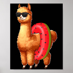 Llama Alpaca Lover Swimming ol Party Swimmer Poster