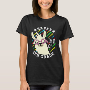 Llama Alpaca Lovers Happy 100th Day of 4th Grade l T-Shirt