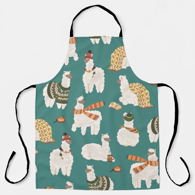 Llama Alpaca Sweater Seamless Pattern. Apron (Front)
