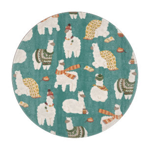 Llama Alpaca Sweater Seamless Pattern. Cutting Board