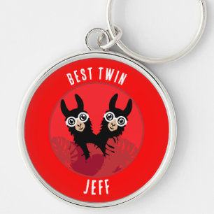 Llama Alpaca Twin Boys Key Ring