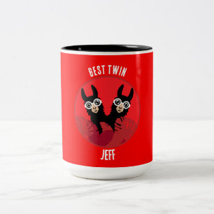 Llama Alpaca Twin Boys Two-Tone Coffee Mug