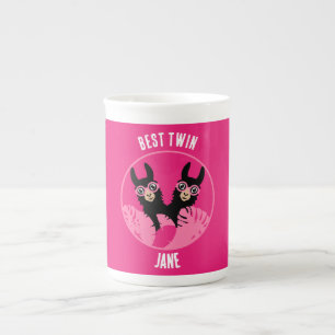 Llama Alpaca Twin Girl Bone China Mug