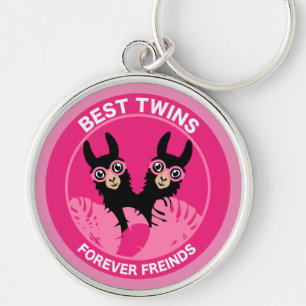 Llama Alpaca Twin Girl Key Ring