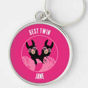 Llama Alpaca Twin Girl Key Ring