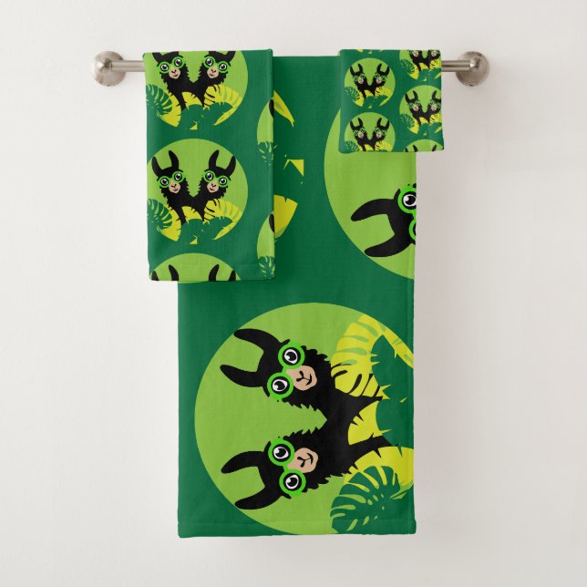 Llama Alpaca Twins Bath Towel Set (Insitu)