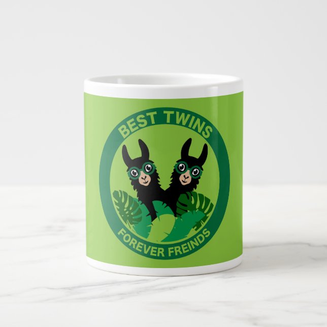 Llama Alpaca Twins Large Coffee Mug (Front)