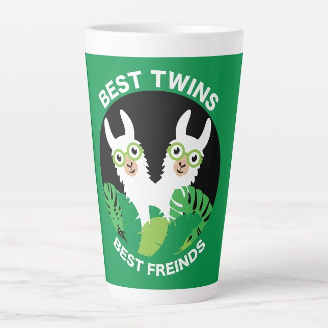 Llama Alpaca Twins Latte Mug (Front)