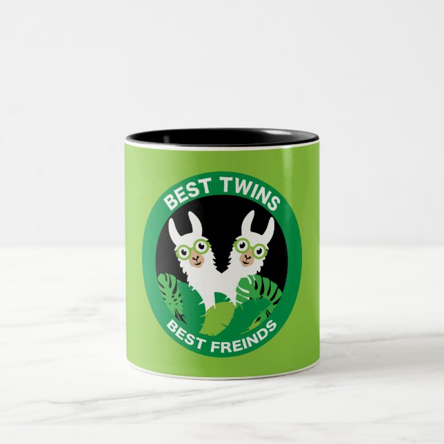 Llama Alpaca Twins Two-Tone Coffee Mug (Center)