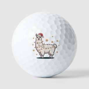 Llama Alpaca With Santa Hat And Christmas Light Golf Balls