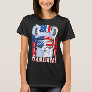 Llama American Flag Women Girl 4th Of July Llamer T-Shirt