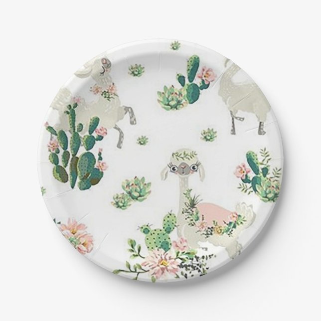 Llama and Cactus 7” Paper Plates (Front)