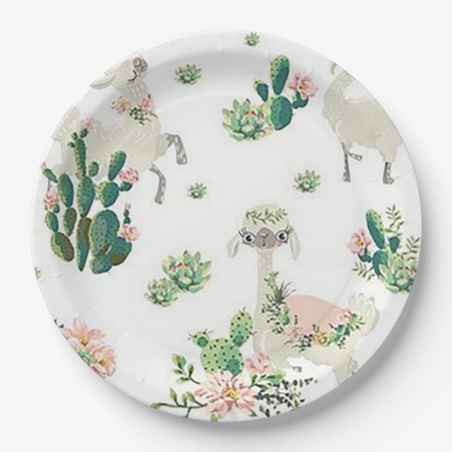Llama and Cactus 9” Paper Plates (Front)