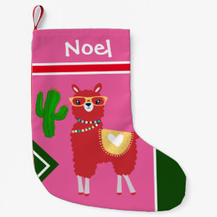 Llama and Cactus  Art   - Personalise Small Christmas Stocking