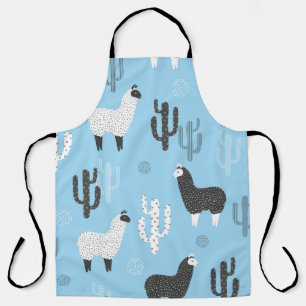 Llama and cactus, cute pattern. apron
