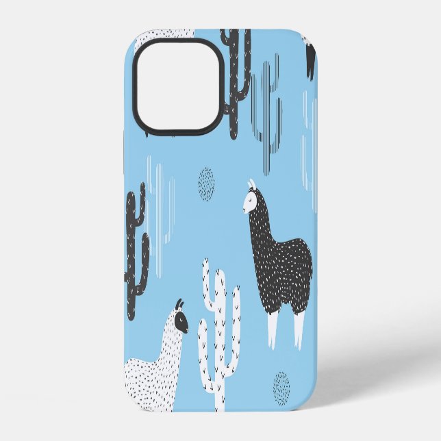 Llama and cactus, cute pattern. iPhone case (Back)