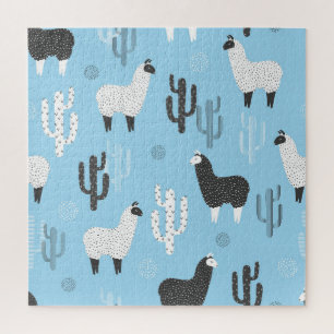 Llama and cactus, cute pattern. jigsaw puzzle