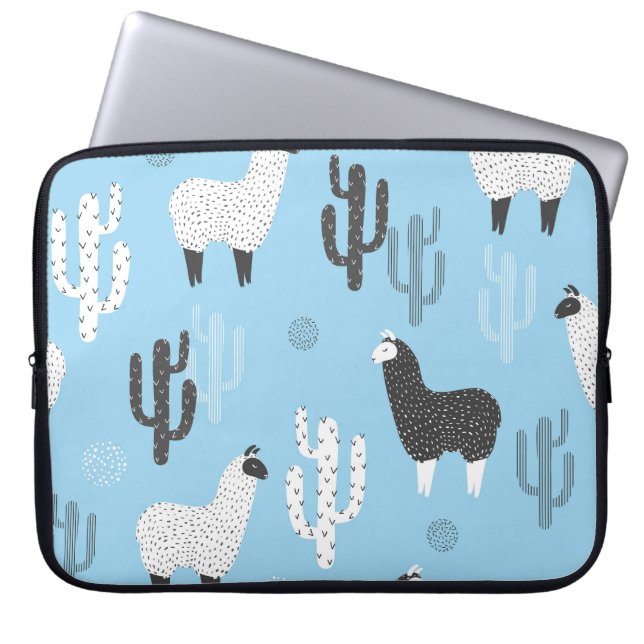 Llama and cactus, cute pattern. laptop sleeve (Front)