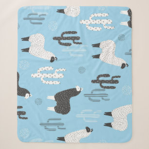 Llama and cactus, cute pattern. sherpa blanket